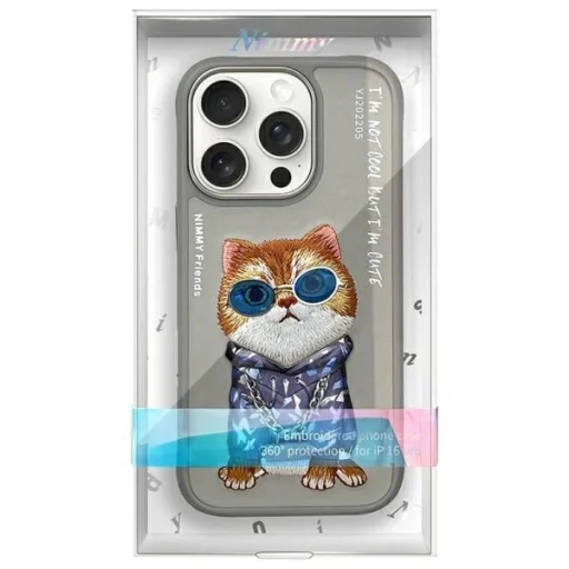 Nimmy Szemüveges Cool Cat tok iPhone 16 Pro Max - Szürke - 9