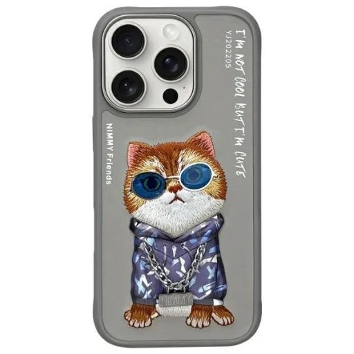 Nimmy Szemüveges Cool Cat tok iPhone 16 Pro Max - Szürke - 1