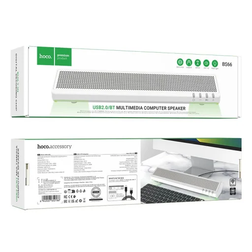Bluetooth hangszóró 2 x 3W Hoco 2 az 1-ben BS66 fehér - 5