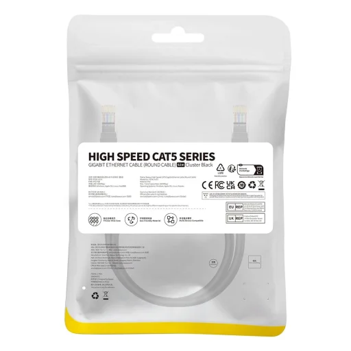 Baseus High Speed ​​Cat 5 RJ-45 Ethernet kábel 1000Mb/s 0.5m kerek - fekete - 6