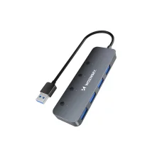 USB-A Hub Wozinsky WHS080YSS 4 x USB-A 3.0 egyedi kapcsolókkal, alumínium, 30 cm-es kábel - szürke