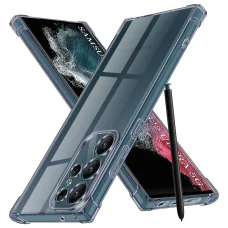  Techsuit - Ütésálló Átlátszó Szilikon - Samsung Galaxy S22 Ultra 5G - Füst Fekete tok