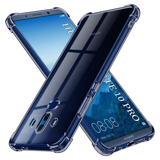  Techsuit - Ütésálló Átlátszó Szilikon - Huawei Mate 10 Pro - Füst Fekete tok - 1