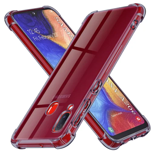  Techsuit - Ütésálló Átlátszó Szilikon - Samsung Galaxy A20e - Füst Fekete tok - 1