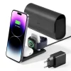  iPhone, MFi Apple Watch, AirPods, Qi2 15W Fekete ESR Prémium 3 az 1-ben Utazó Vezeték Nélküli Töltő Készlet (2C569) - Táska tartozékokkal