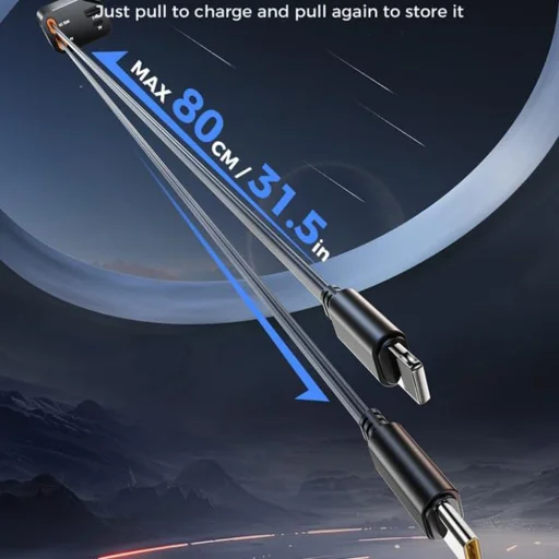 Techsuit - Prémium Autós Töltő LuxVolt (C1) - Visszahúzható USB-C és Lightning Kábelekkel, USB, USB-C, 120W, 180 Fokos Forgathatóság - Szürke - 6