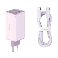  Baseus - Fali Töltő GaN6 Pro (P10162705532-00) - 2x USB, 2x Type-C, 100W, Kábellel Type-C, 100W, 20V, 5A, 1m - Lila