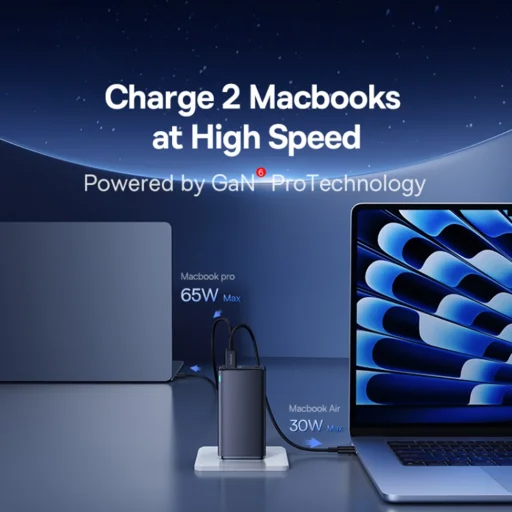  Baseus - GaN6 Pro fali töltő (P10162705112-00) - 2x USB, 2x Type-C, 100W, Kábellel Type-C, 100W, 20V, 5A, 1m - Fekete - 4