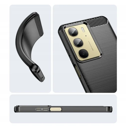  Techsuit - Szén Szilikon - Realme C75 / Realme 14x - Fekete tok - 5