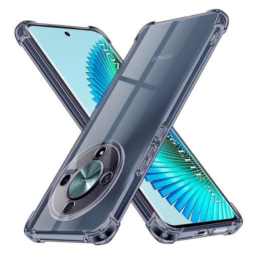  Techsuit - Ütésálló Átlátszó Szilikon - Honor Magic6 Lite - Füst Fekete tok - 1