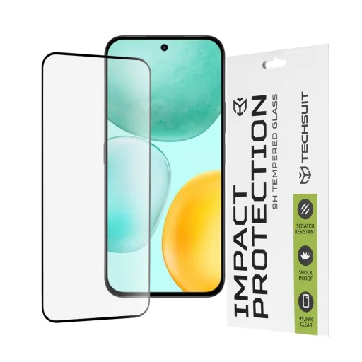  Techsuit - 111D Teljes Fedésű / Teljes Ragasztású Üveg - Honor X6c - Fekete üvegfólia - 1