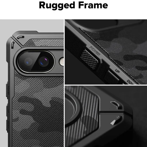 Ringke - Odolné puzdro - Google Pixel 9a - Maskáčové čierne puzdro - 5