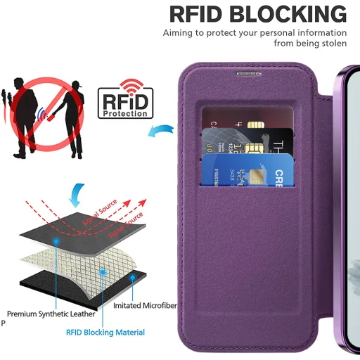  Techsuit - SmartMag könyvtok - Google Pixel 9a - Lila tok - 5