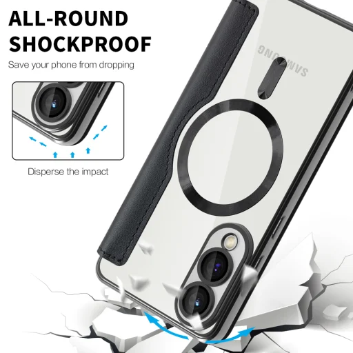  Techsuit - SmartMag könyvtok - Samsung Galaxy S25 Edge - Fekete tok - 4