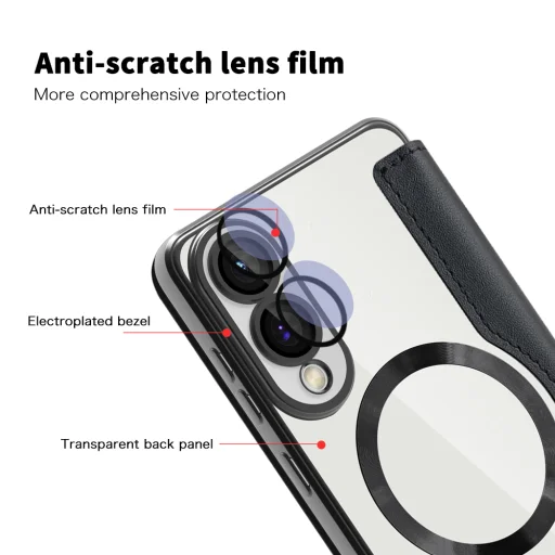  Techsuit - SmartMag könyvtok - Samsung Galaxy S25 Edge - Fekete tok - 3