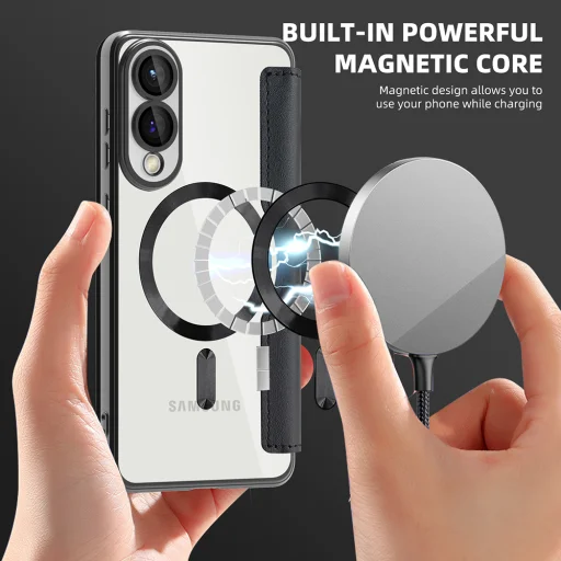  Techsuit - SmartMag könyvtok - Samsung Galaxy S25 Edge - Fekete tok - 6