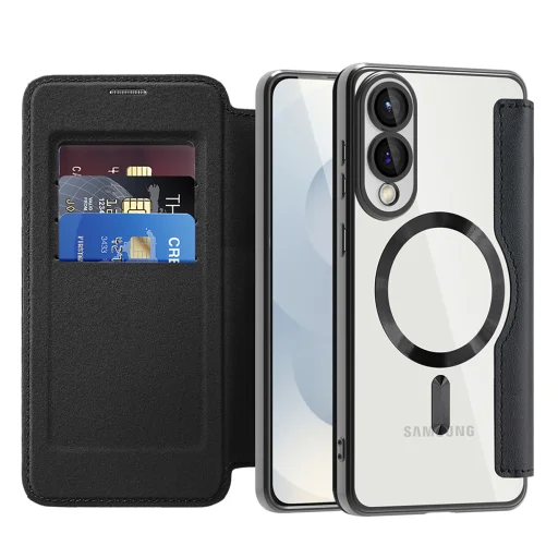  Techsuit - SmartMag könyvtok - Samsung Galaxy S25 Edge - Fekete tok - 1