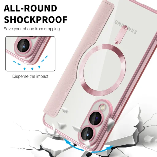  Techsuit - SmartMag könyvtok - Samsung Galaxy S25 Edge - Rózsaszín tok - 4