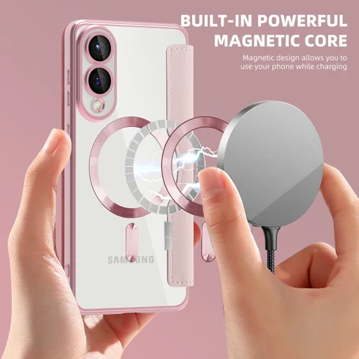  Techsuit - SmartMag könyvtok - Samsung Galaxy S25 Edge - Rózsaszín tok - 6