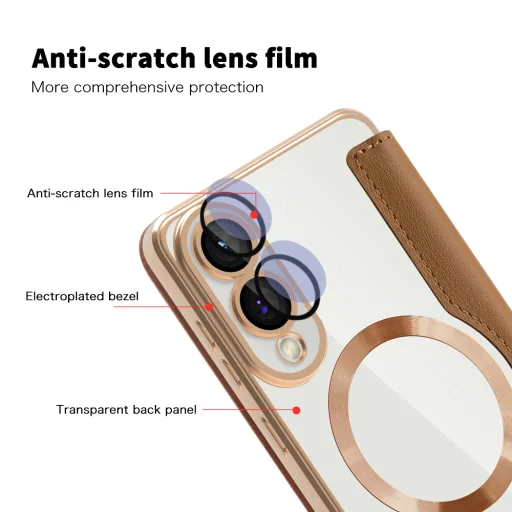  Techsuit - SmartMag Könyv Tok - Samsung Galaxy S25 Edge - Barna tok - 3