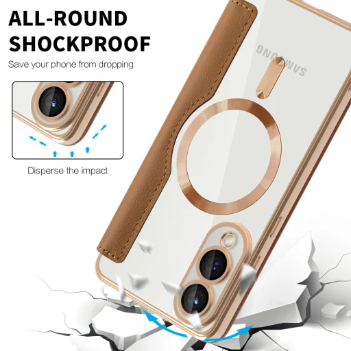  Techsuit - SmartMag Könyv Tok - Samsung Galaxy S25 Edge - Barna tok - 4