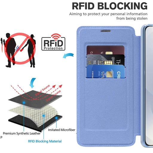  Techsuit - SmartMag könyv tok - Samsung Galaxy S25 Edge - Világoskék - 5