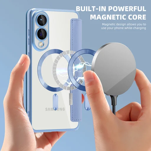  Techsuit - SmartMag könyv tok - Samsung Galaxy S25 Edge - Világoskék - 6