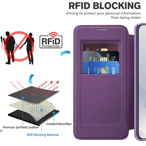  Techsuit - SmartMag könyvtok - Samsung Galaxy S25 Edge - Lila tok - 5
