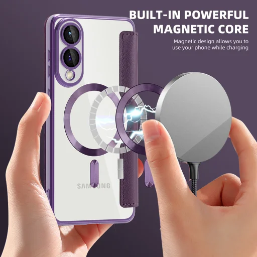  Techsuit - SmartMag könyvtok - Samsung Galaxy S25 Edge - Lila tok - 6