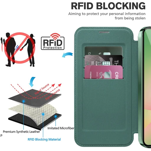  Techsuit - SmartMag könyv tok - Samsung Galaxy A26 5G - Zöld - 4