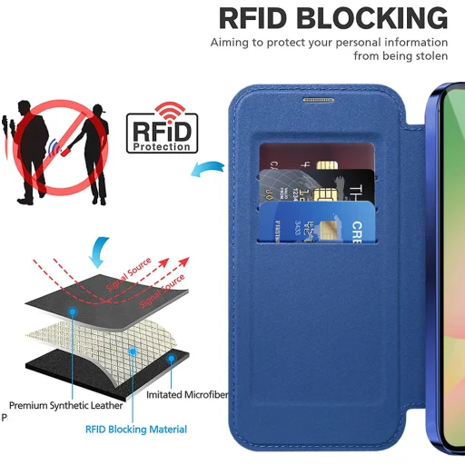  Techsuit - SmartMag könyvtok - Samsung Galaxy A26 5G - Kék tok - 5