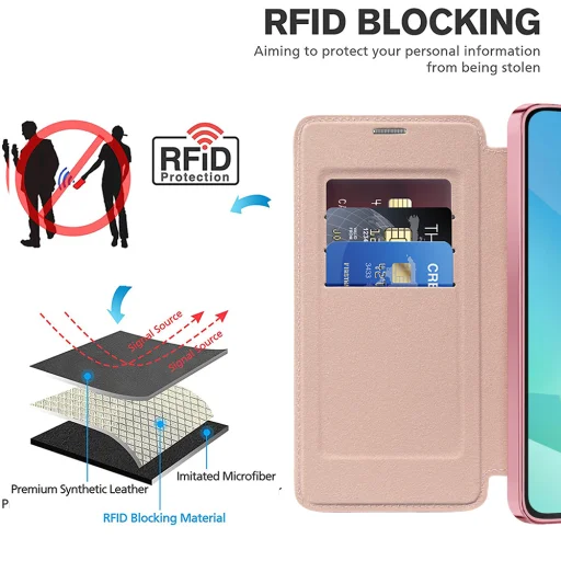  Techsuit - SmartMag Könyv Tok - Samsung Galaxy A16 4G / A16 5G - Rózsaszín tok - 5