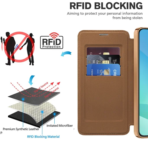  Techsuit - SmartMag Könyv Tok - Samsung Galaxy A16 4G / A16 5G - Barna tok - 5