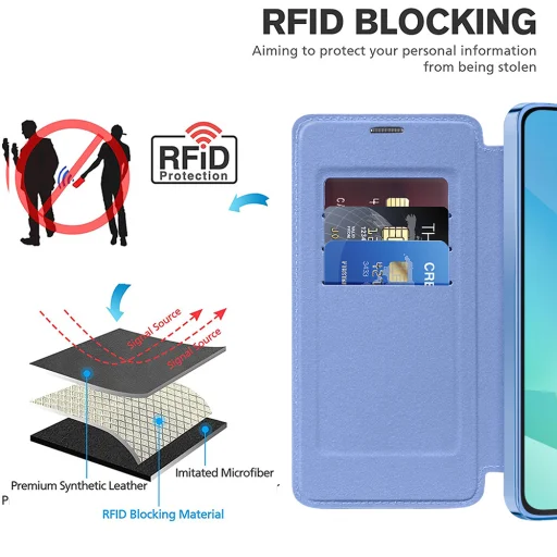  Techsuit - SmartMag könyvtok - Samsung Galaxy A16 4G / A16 5G - Világoskék tok - 5