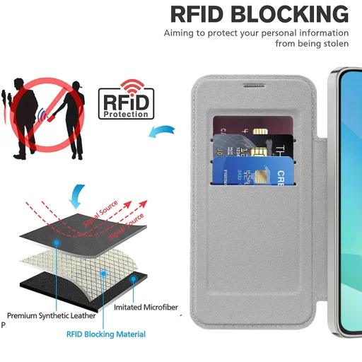  Techsuit - SmartMag könyvtok - Samsung Galaxy A16 4G / A16 5G - Szürke tok - 5