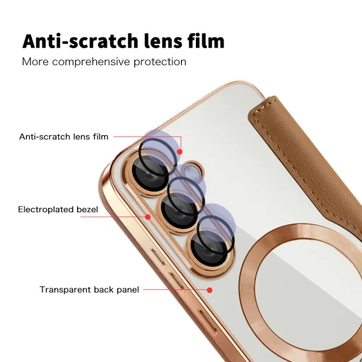  Techsuit - SmartMag Könyv Tok - Samsung Galaxy S25 - Barna tok - 3