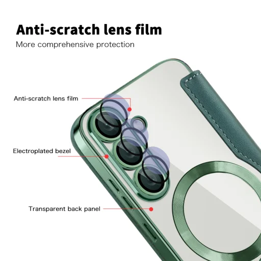  Techsuit - SmartMag Könyvtok - Samsung Galaxy S25 - Zöld tok - 3