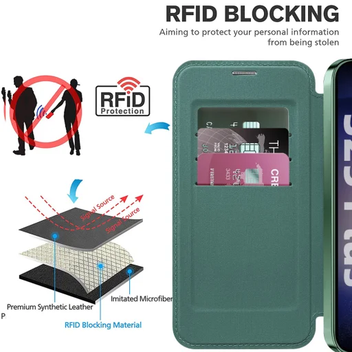  Techsuit - SmartMag Könyvtok - Samsung Galaxy S25 - Zöld tok - 5