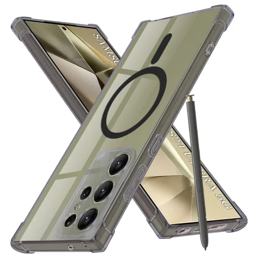  Techsuit - Ütésálló Átlátszó Szilikon MagSafe - Samsung Galaxy S24 Ultra - Füst Fekete tok - 1