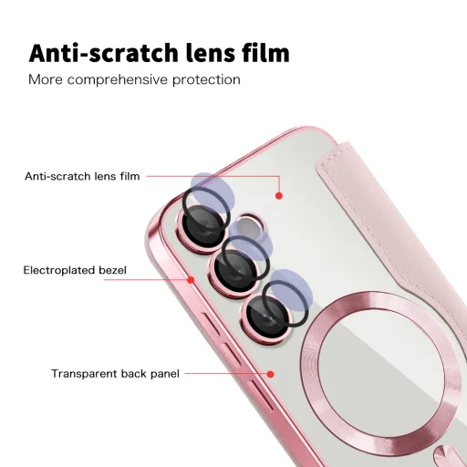  Techsuit - SmartMag könyv tok - Samsung Galaxy S24 - Rózsaszín - 3