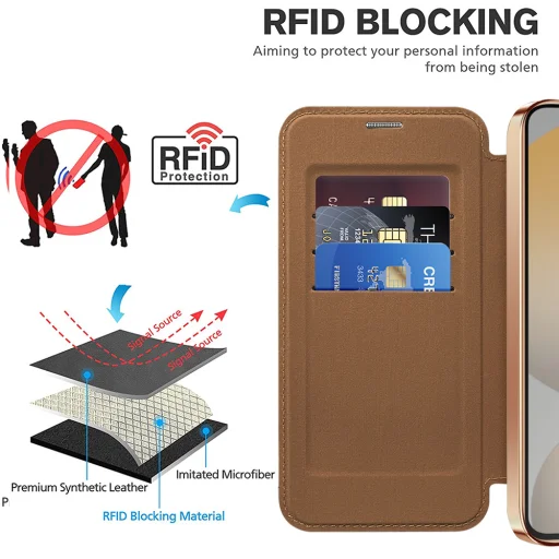  Techsuit - SmartMag Könyvtok - Samsung Galaxy S23 - Barna tok - 5