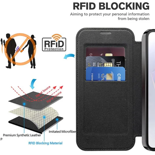  Techsuit - SmartMag Könyv Tok - Samsung Galaxy A36 5G - Fekete tok - 5