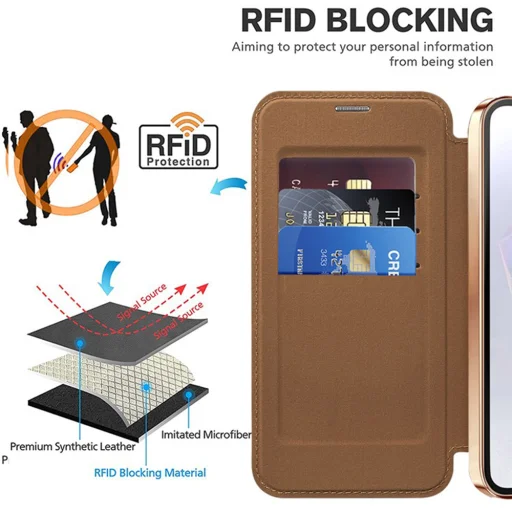  Techsuit - SmartMag könyvtok - Samsung Galaxy A36 5G - Barna tok - 5