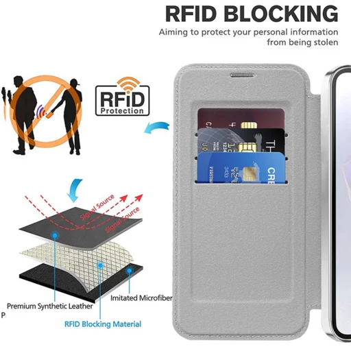 Techsuit - SmartMag Könyv Tok - Samsung Galaxy A36 5G - Szürke tok - 5