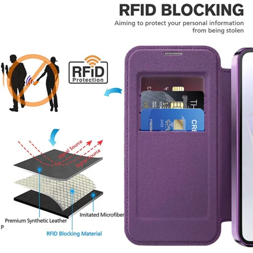  Techsuit - SmartMag könyvtok - Samsung Galaxy A36 5G - Lila tok - 5