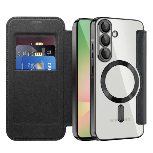  Samsung Galaxy A56 5G Fekete Techsuit - SmartMag könyvtok - 1