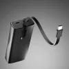 SBS 10000mAh PD 20W Powerbank, LCD kijelzős beépített USB-C kábellel - Szürke thumbnail