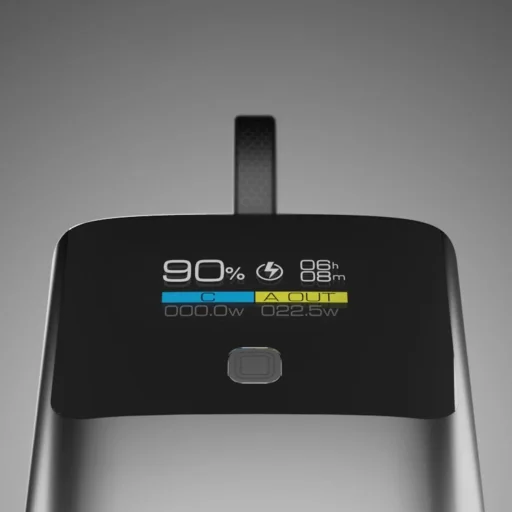 SBS 10000mAh PD 20W Powerbank, LCD kijelzős beépített USB-C kábellel - Szürke - 6