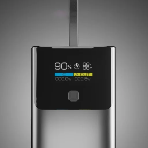 SBS 10000mAh PD 20W Powerbank, LCD kijelzős beépített USB-C kábellel - Szürke - 7