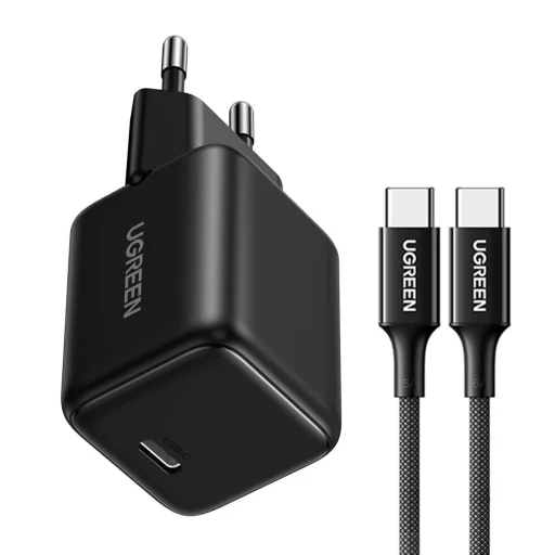 Ugreen X513 30W GaN fali töltő 1x USB-C + 1m USB-C kábel - Fekete - 1